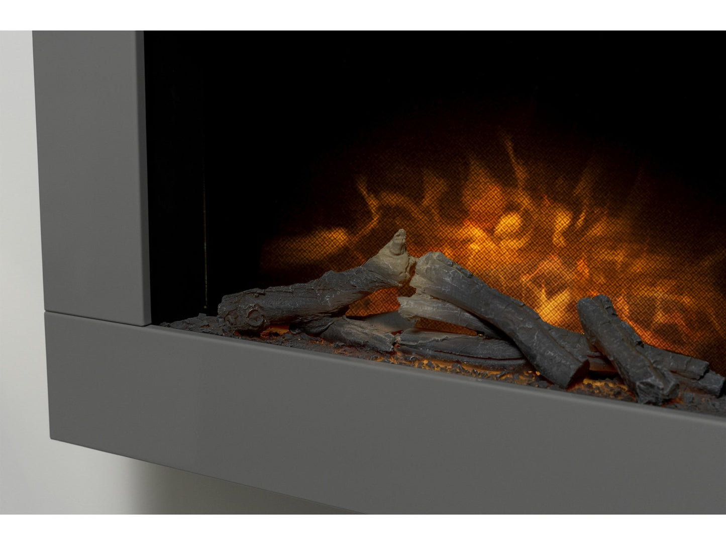 Adam Carina Electric Wall Mounted Fire + Logs & Remote Control Satin Grey, 32"