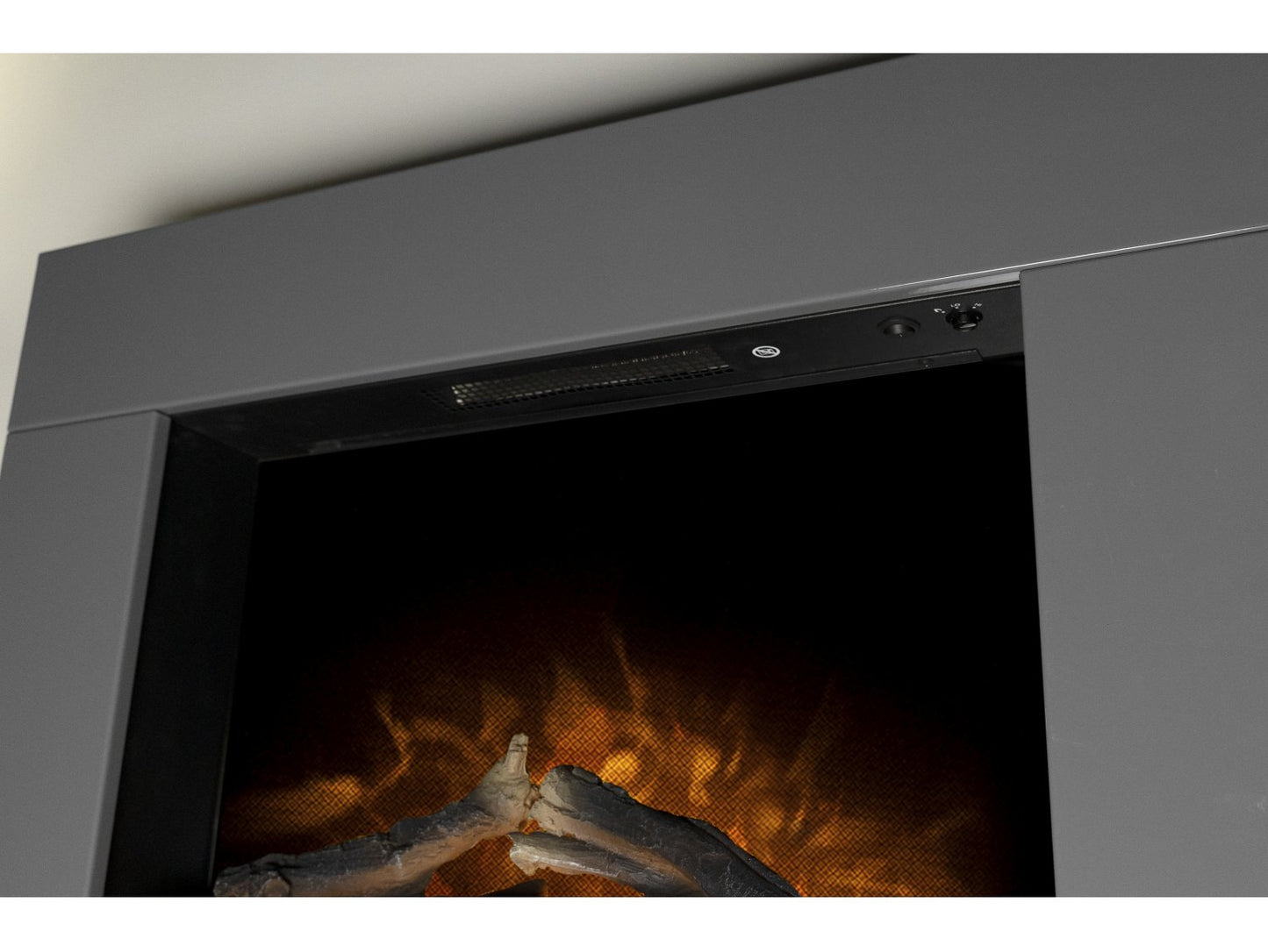 Adam Carina Electric Wall Mounted Fire + Logs & Remote Control Satin Grey, 32"