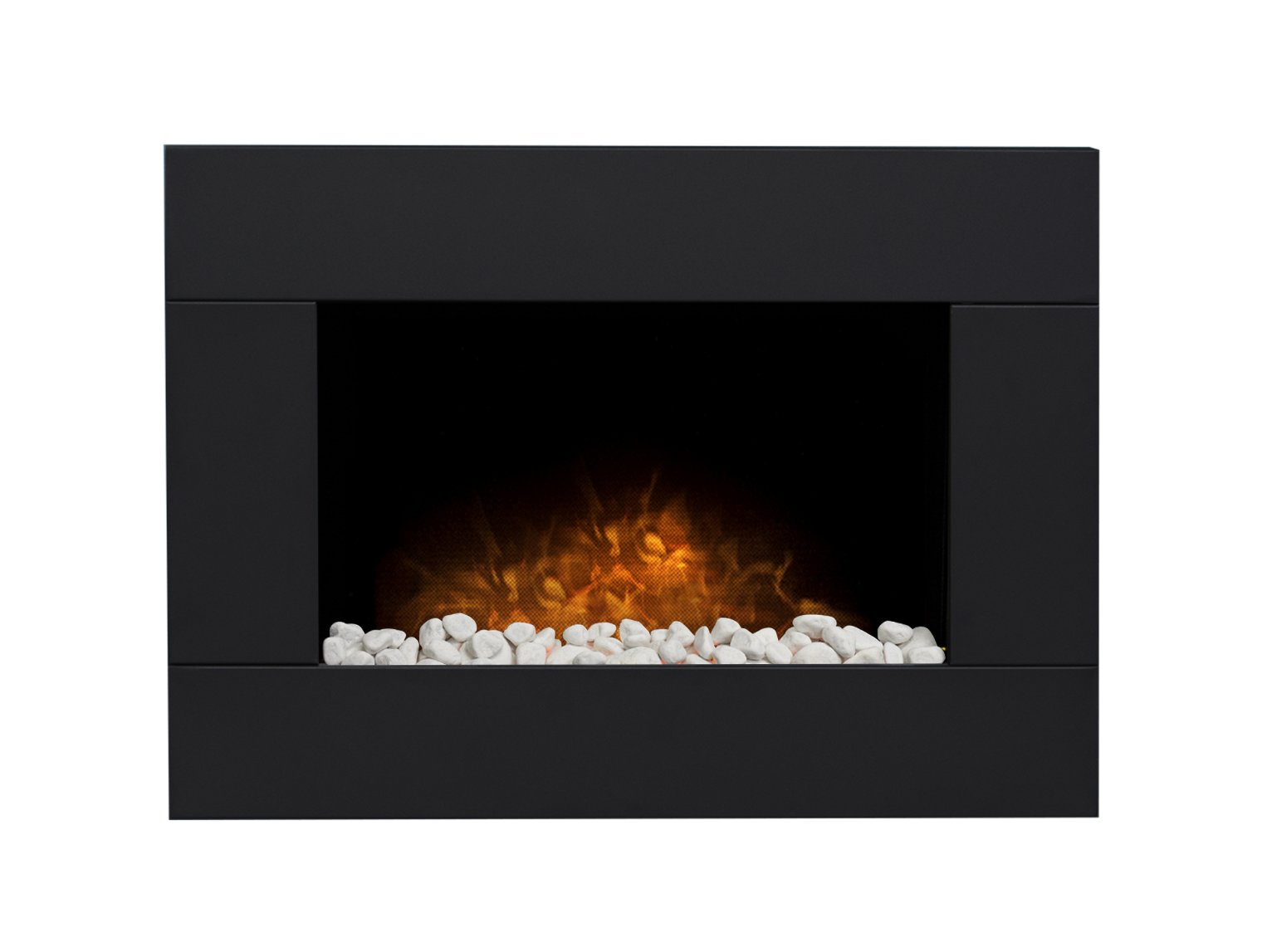 Adam Carina Electric Wall Mounted Fire with Pebbles & Remote Control in Black, 32 Inch