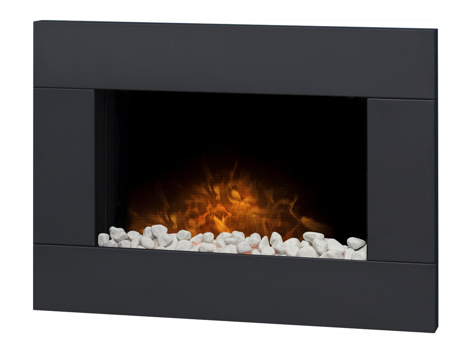 Adam Carina Electric Wall Mounted Fire + Pebbles & Remote Control Black, 32"