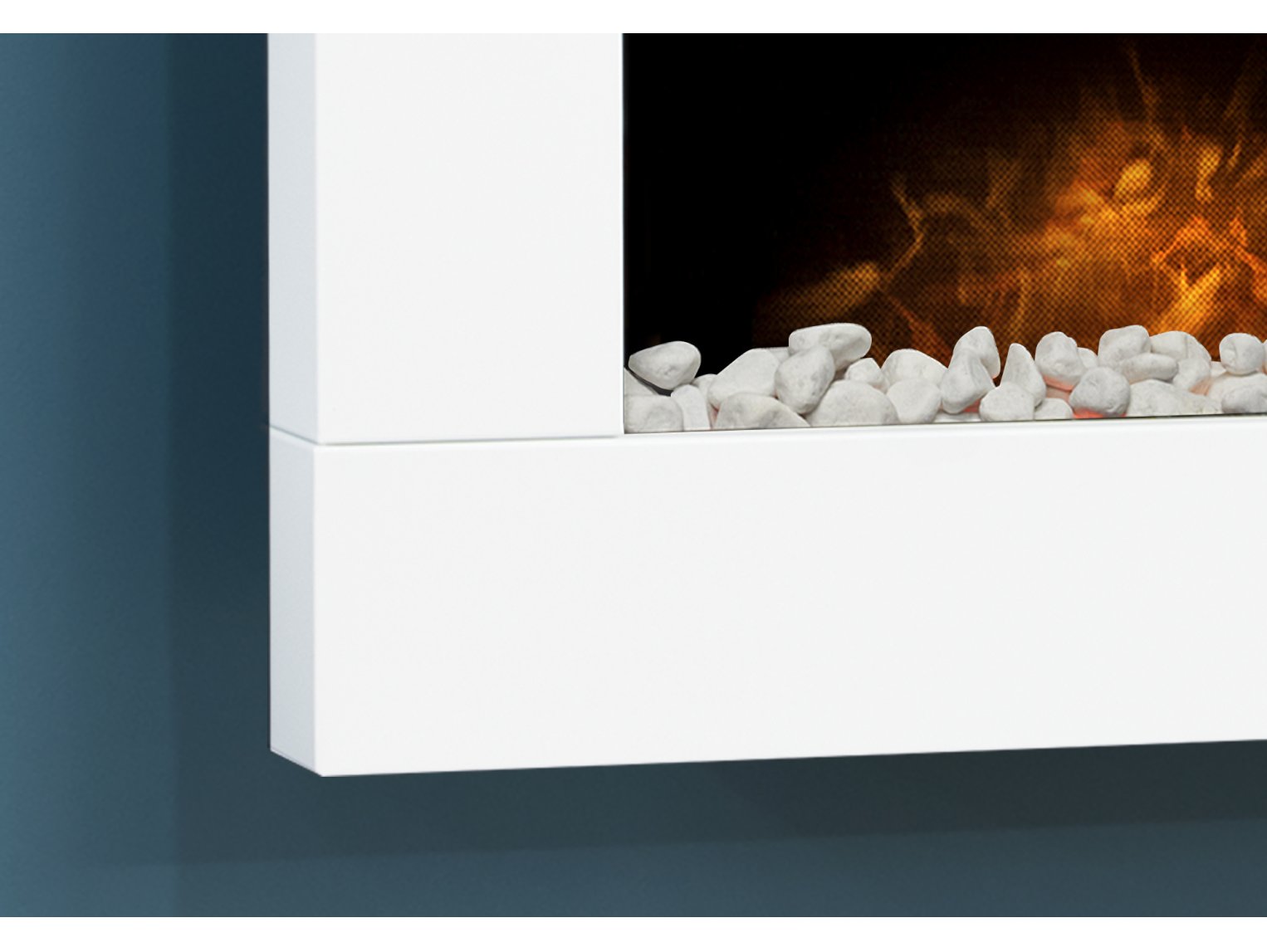 Adam Carina Electric Wall Mounted Fire + Pebbles & Remote Control Pure White, 32"