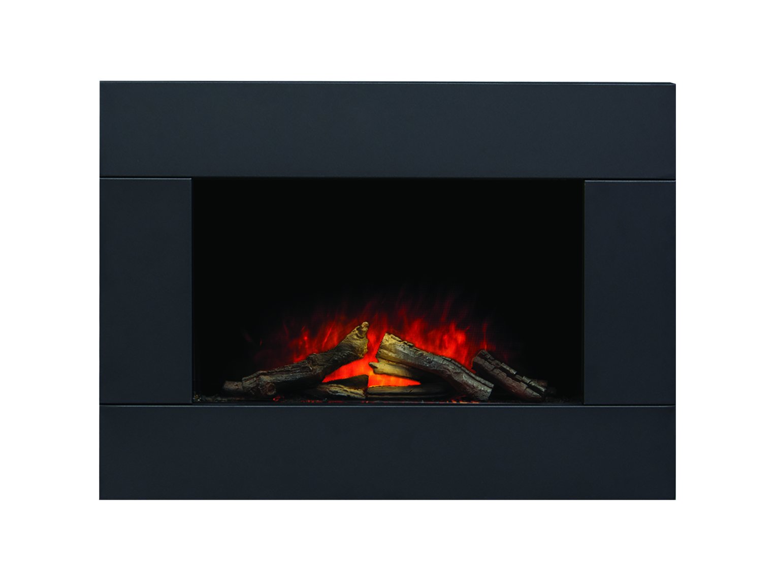 Adam Carina Electric Wall Mounted Fire with Logs & Remote Control in Black, 32 Inch
