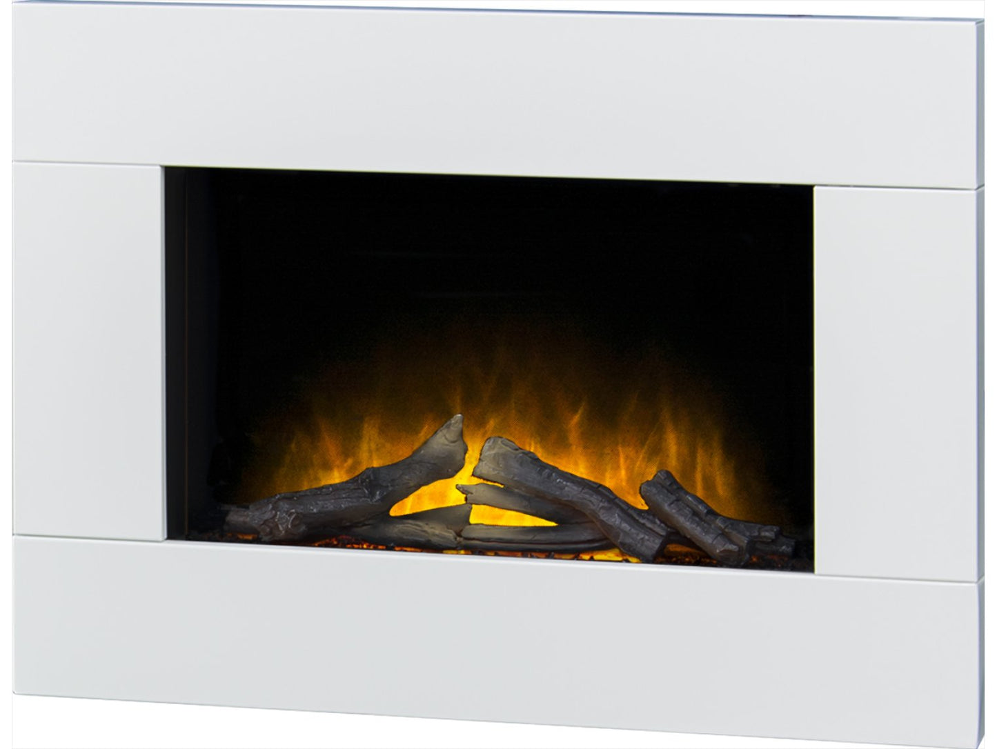Adam Carina Electric Wall Mounted Fire + Logs & Remote Control Pure White, 32"
