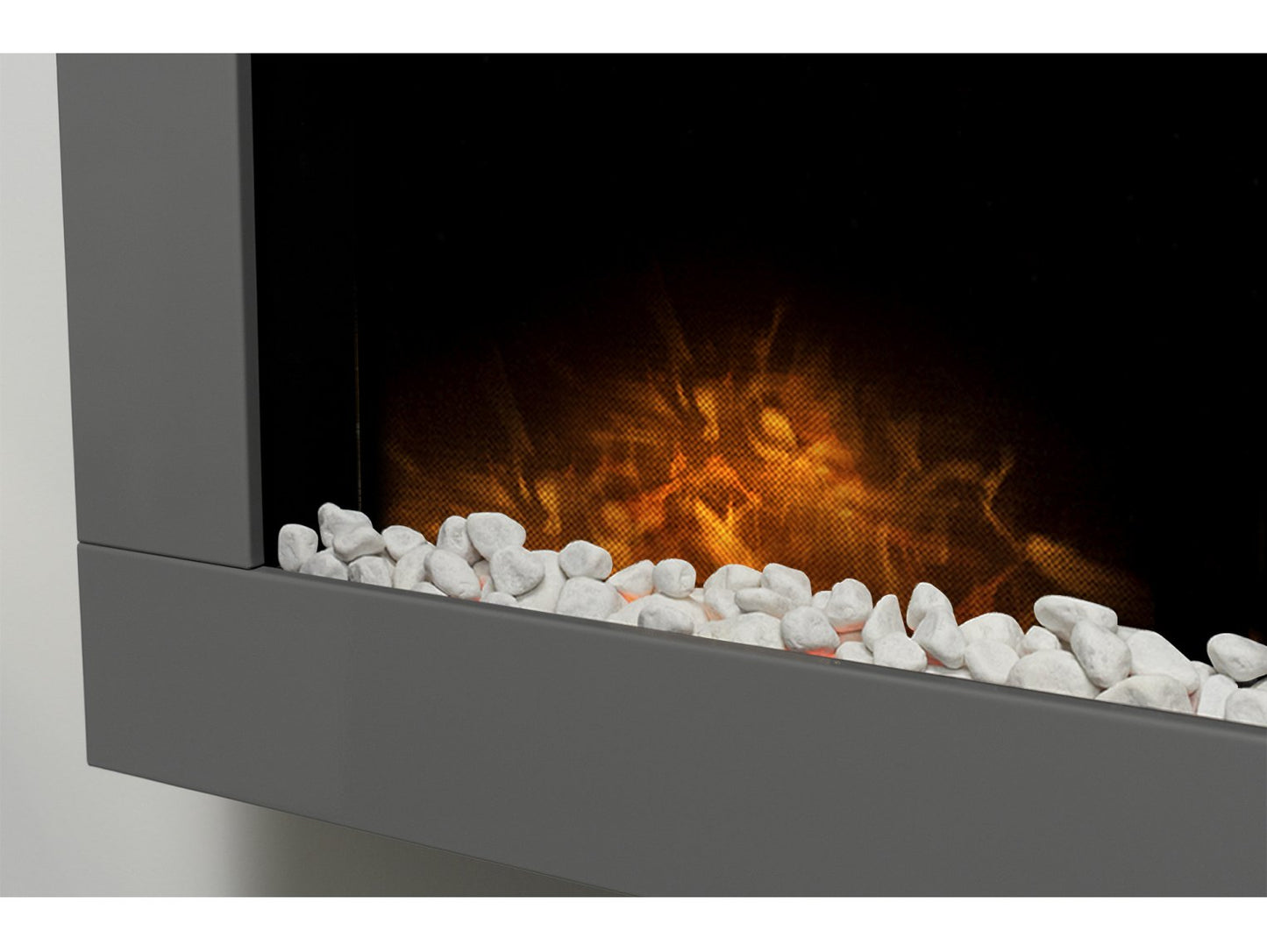 Adam Carina Electric Wall Mounted Fire + Pebbles & Remote Control Satin Grey, 32"