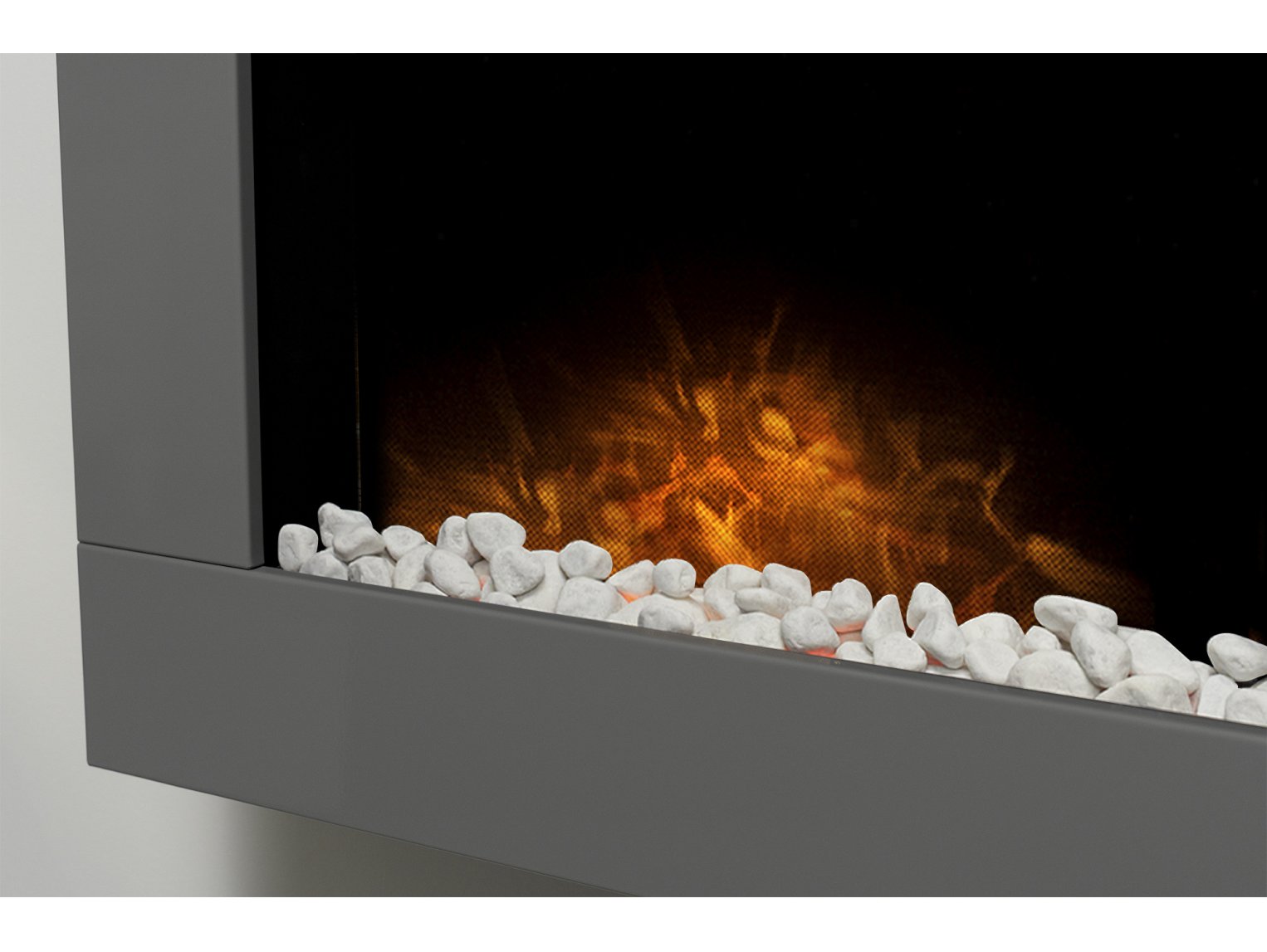 Adam Carina Electric Wall Mounted Fire + Pebbles & Remote Control Satin Grey, 32"