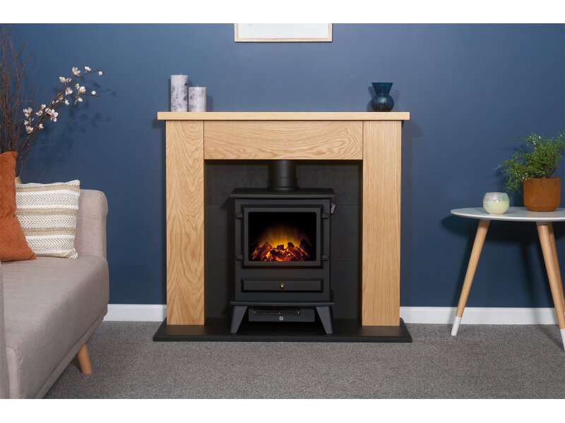 Adam Chester Stove Suite Oak + Hudson Electric Stove Black, 39"