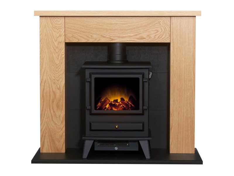 Adam Chester Stove Suite Oak + Hudson Electric Stove Black, 39"