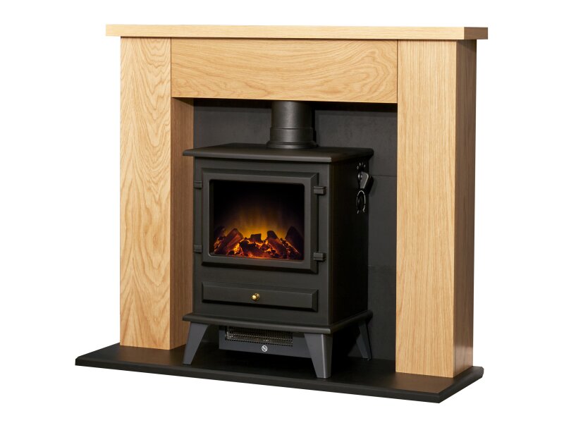 Adam Chester Stove Suite Oak + Hudson Electric Stove Black, 39"