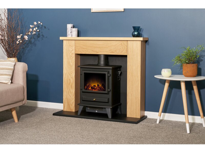 Adam Chester Stove Suite Oak + Hudson Electric Stove Black, 39"