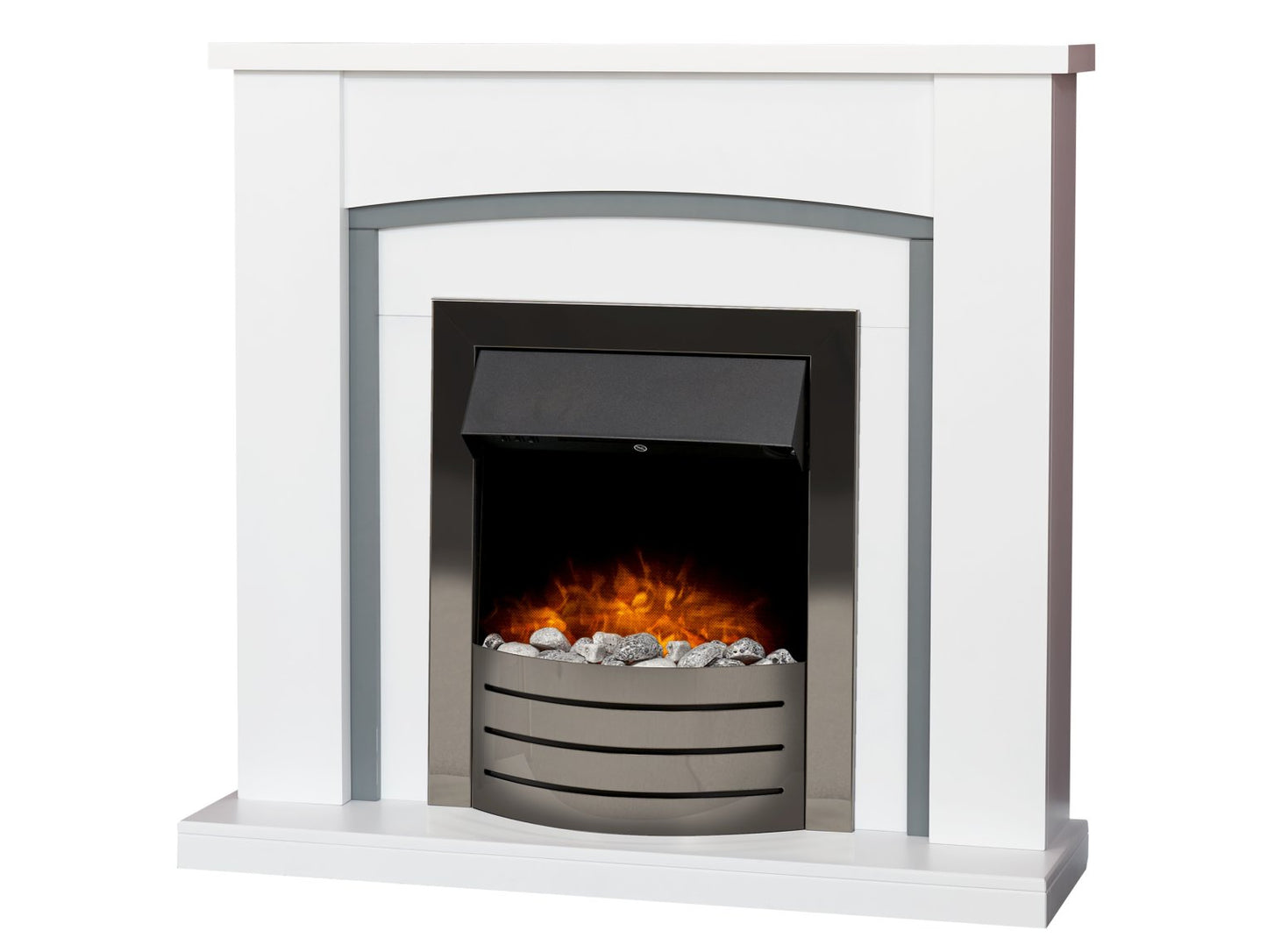 Adam Chilton Fireplace Pure White & Grey + Comet Electric Fire Obsidian Black, 39"