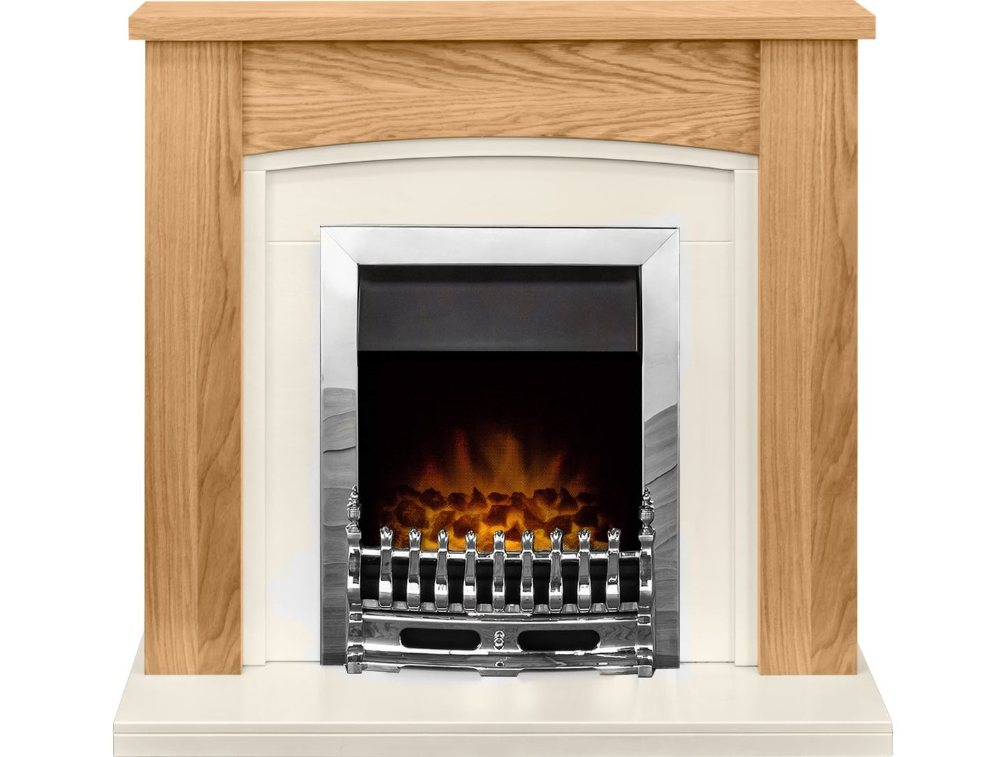Adam Chilton Fireplace Suite in Oak with Blenheim Electric Fire in Chrome, 39 Inch