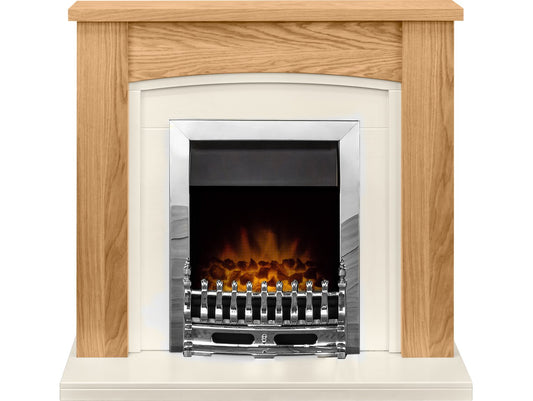 Adam Chilton Fireplace Suite in Oak with Blenheim Electric Fire in Chrome, 39 Inch