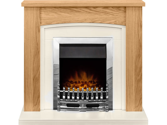 Adam Chilton Fireplace Suite in Oak with Blenheim Electric Fire in Chrome, 39 Inch