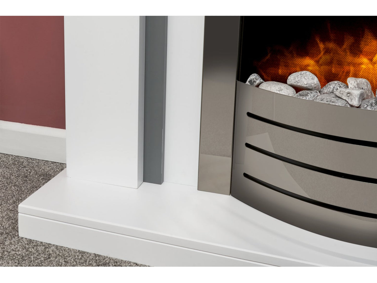 Adam Chilton Fireplace Pure White & Grey + Comet Electric Fire Obsidian Black, 39"