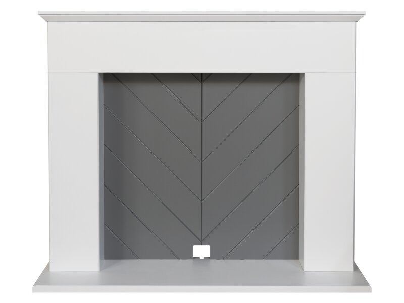 Adam Corinth Stove Fireplace in Pure White & Grey with Downlights, 48 Inch
