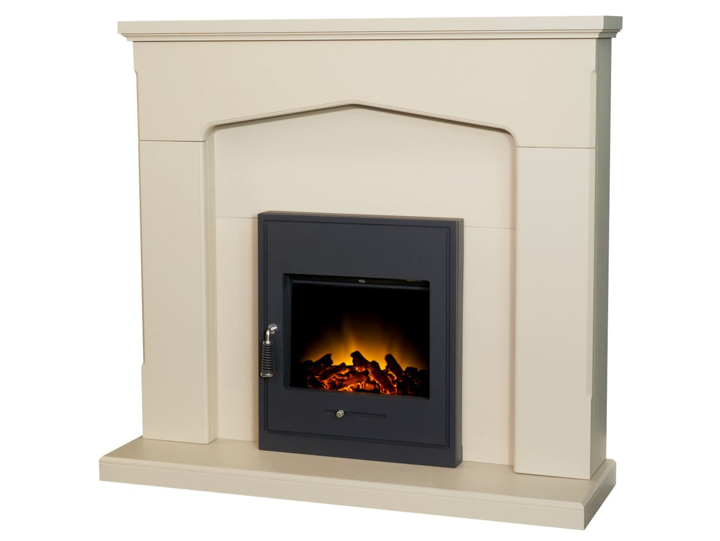 Adam Cotswold Fireplace Stone Effect + Oslo Electric Inset Stove Black, 48"