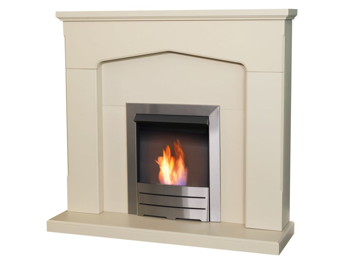 Adam Cotswold Fireplace Stone Effect + Colorado Bio Ethanol Fire Brushed Steel, 48"
