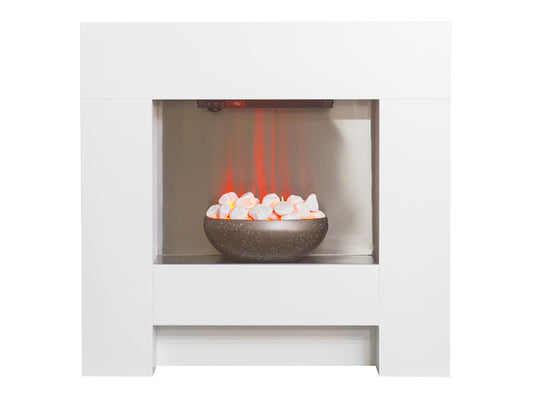 Adam Cubist Electric Fireplace Suite in White, 36 Inch