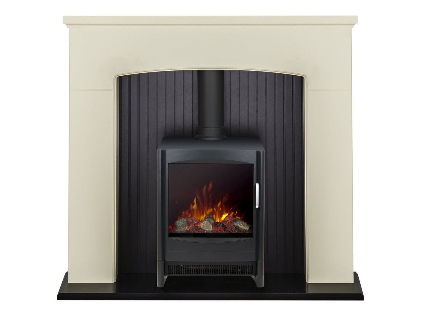 Adam Derwent Stove Suite in Cream with Keston Electric Stove in Black, 48 Inch