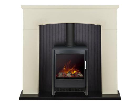 Adam Derwent Stove Suite in Cream with Keston Electric Stove in Black, 48 Inch
