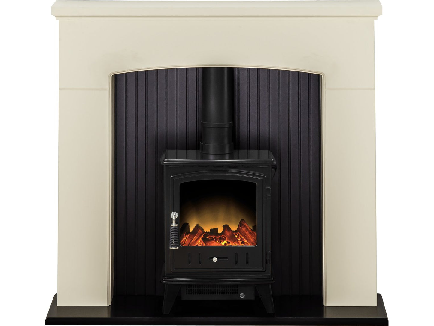 Adam Derwent Stove Suite in Cream with Aviemore Electric Stove in Black Enamel 48 Inch