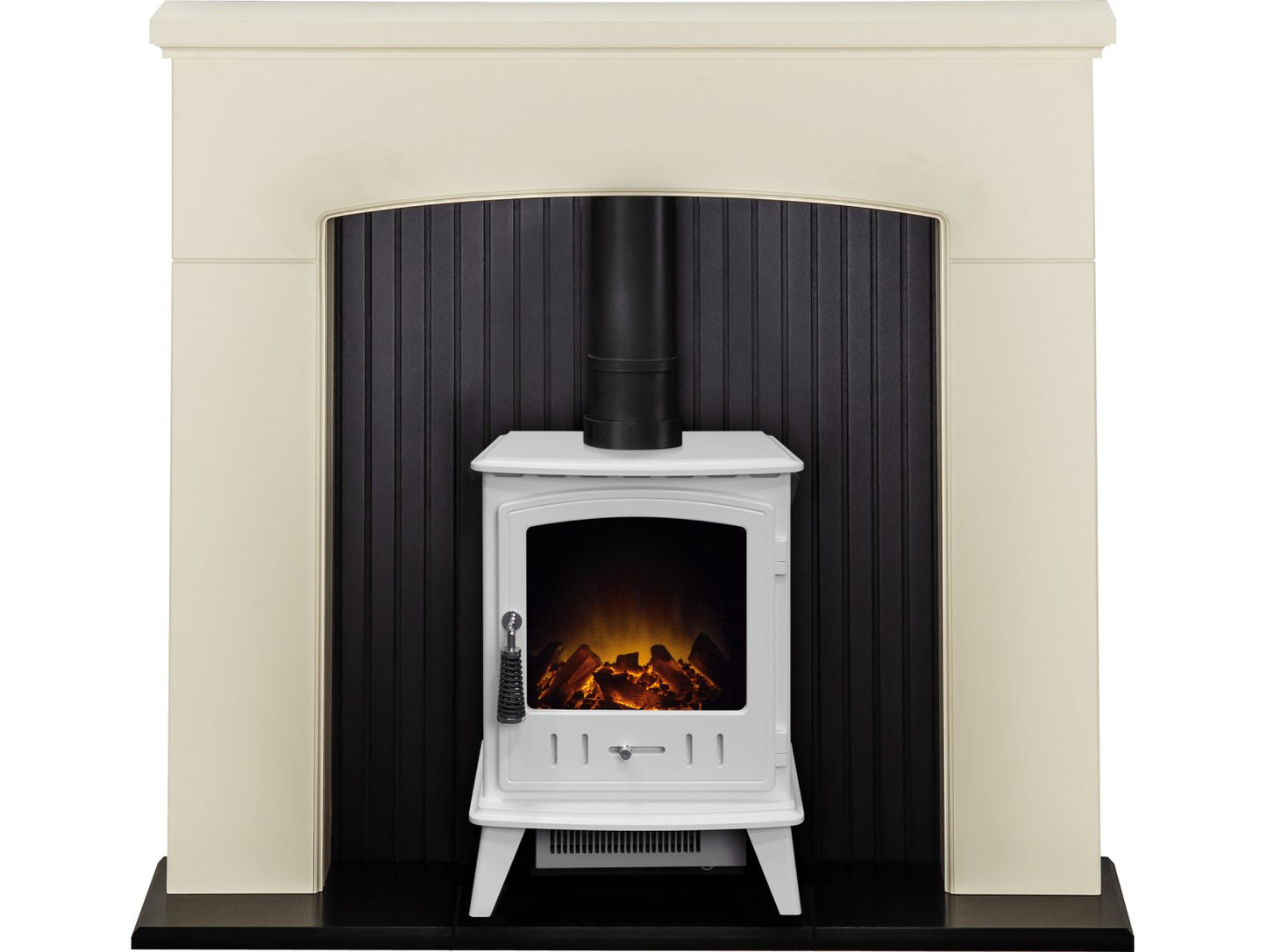 Adam Derwent Stove Suite in Cream with Aviemore Electric Stove in White Enamel, 48 Inch