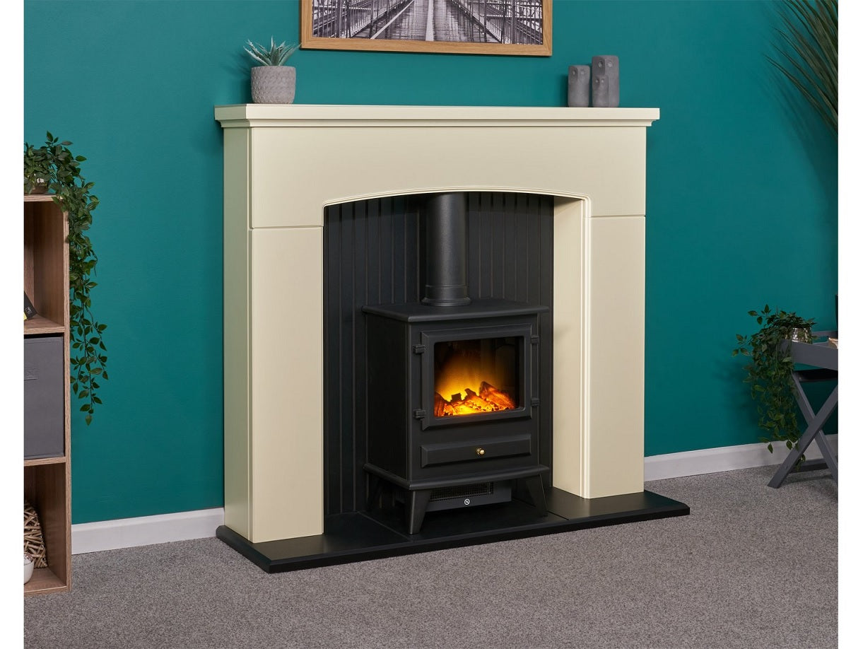 Adam Derwent Stove Suite Cream + Hudson Electric Stove Black, 48"