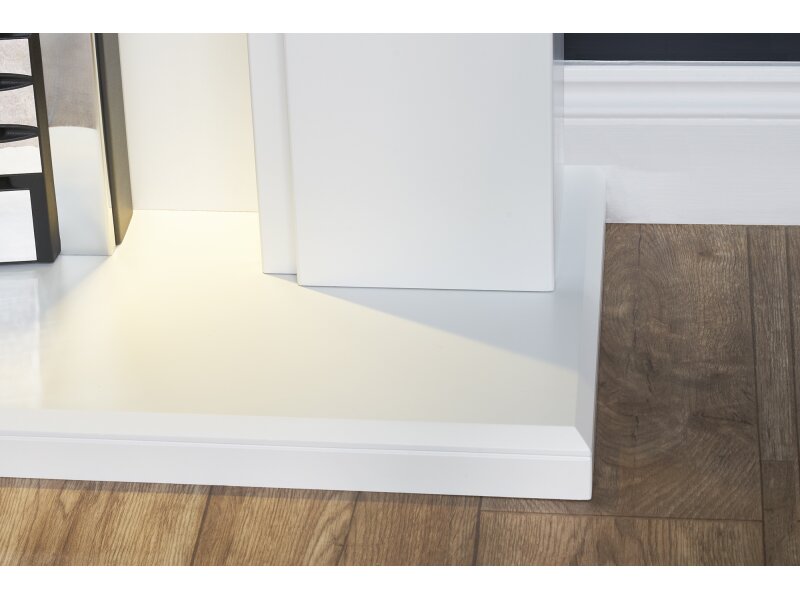 Adam Eltham Fireplace in Pure White with Downlights & Eclipse Electric Fire in Chrome, 45 Inch