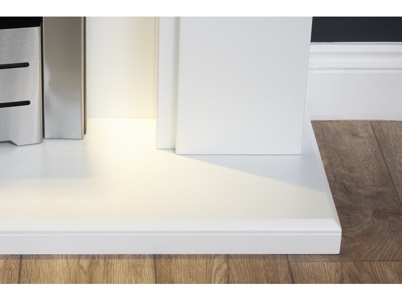 Adam Eltham Fireplace in Pure White with Downlights & Colorado Electric Fire in Brushed Steel, 45 Inch