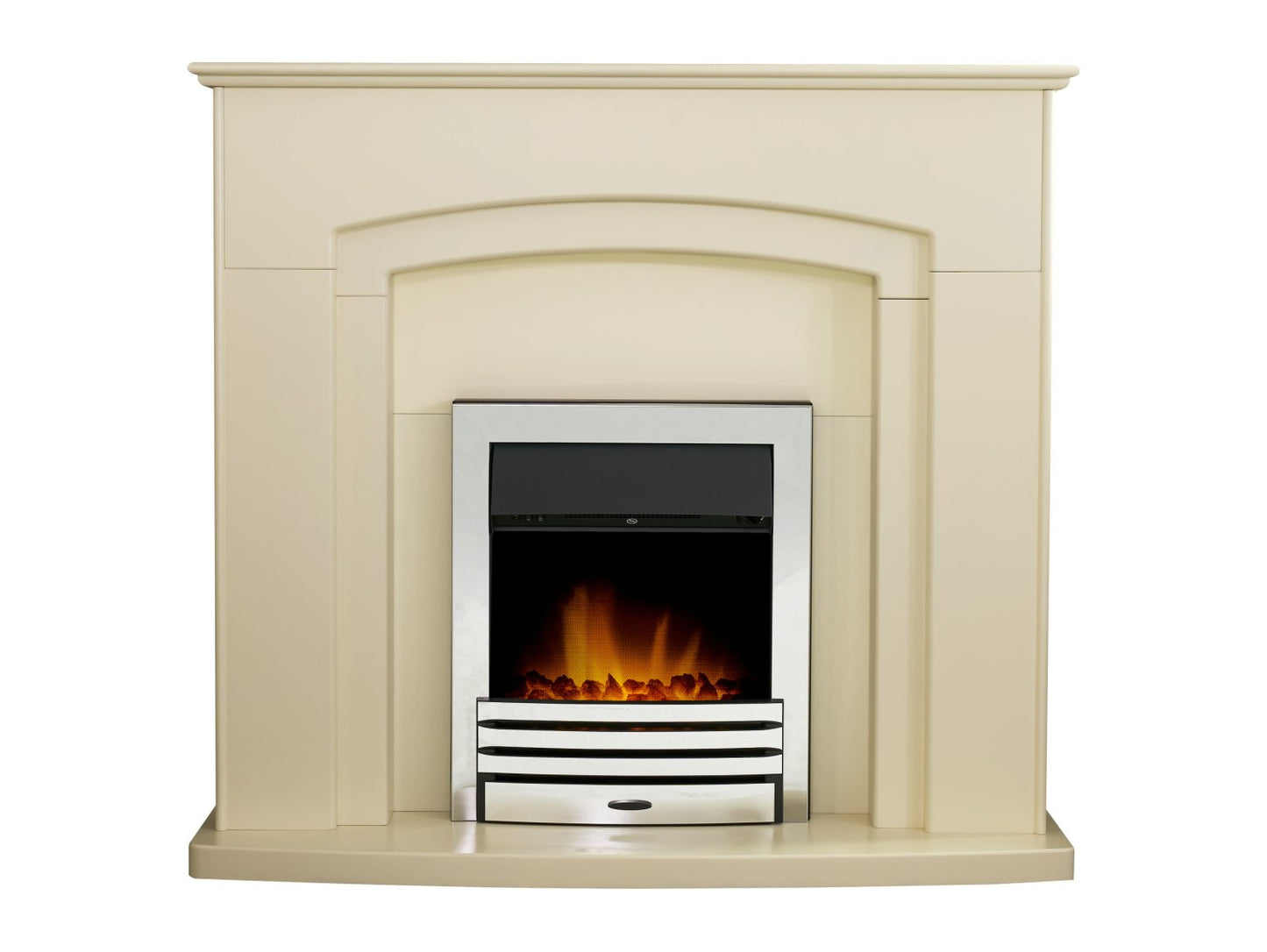 Adam Falmouth Fireplace in Cream with Downlights & Eclipse Electric Fire in Chrome, 49 Inch