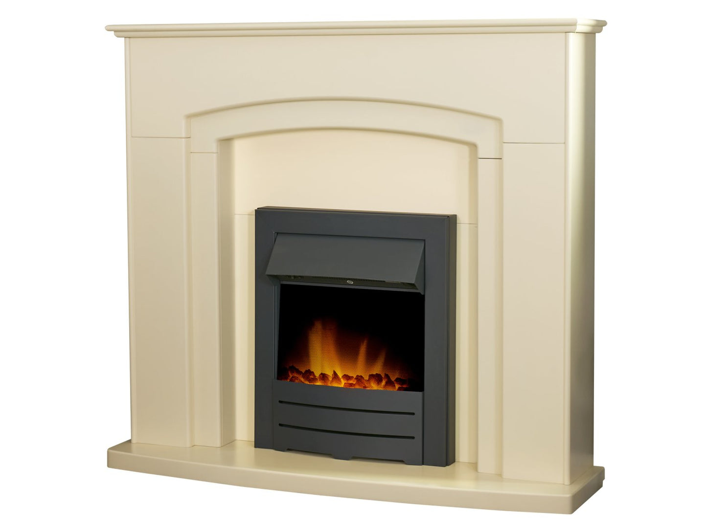 Adam Falmouth Fireplace Cream + Downlights & Colorado Electric Fire Black, 49"