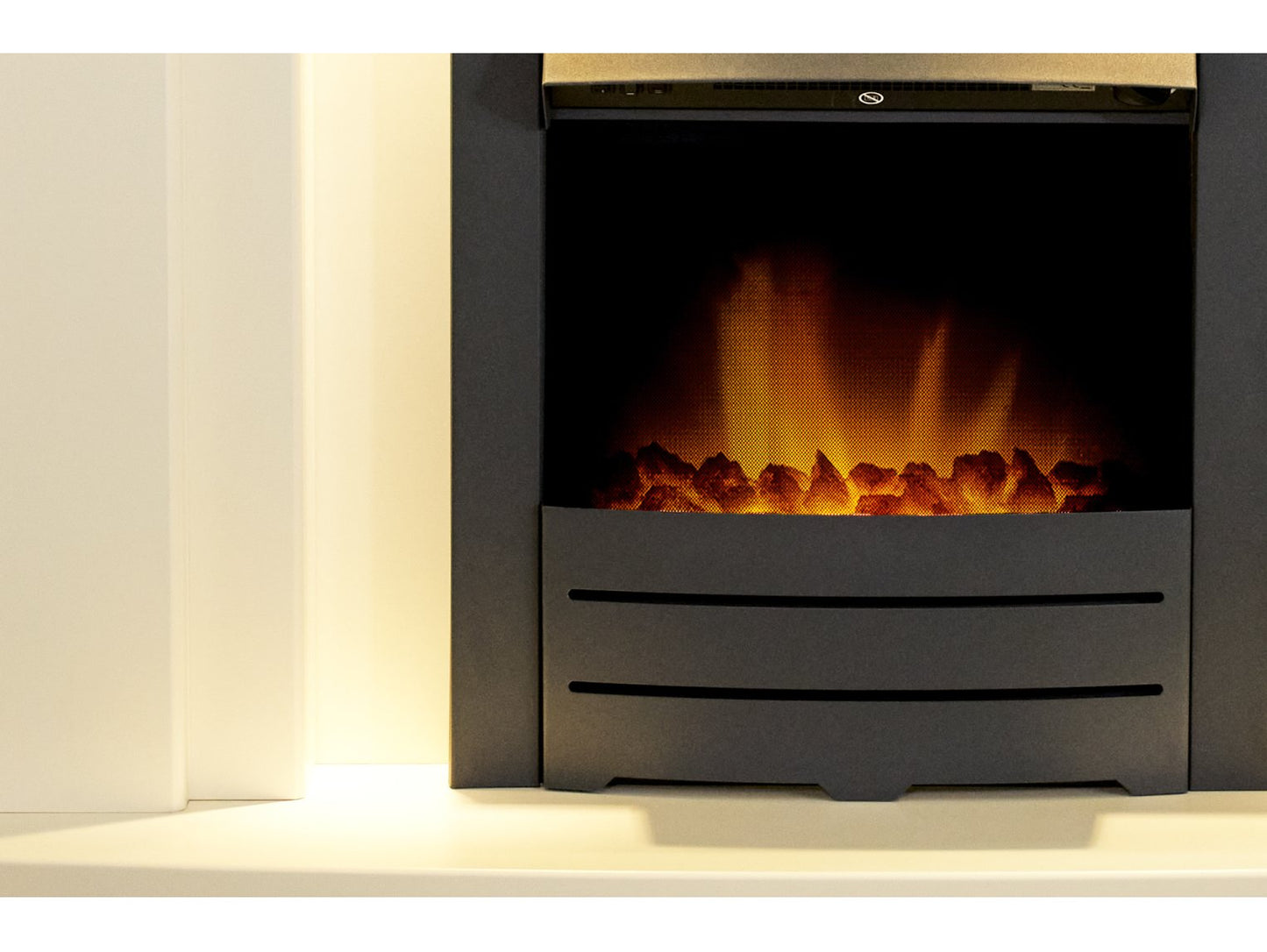 Adam Falmouth Fireplace Cream + Downlights & Colorado Electric Fire Black, 49"