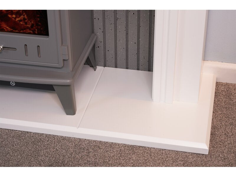 Adam Florence Stove Suite Pure White + Aviemore Electric Stove Grey Enamel, 48"