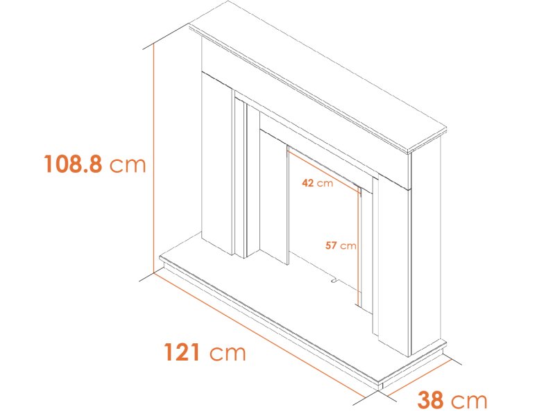 Adam Genoa Fireplace in Pure White and Grey with Downlights, 48 Inch