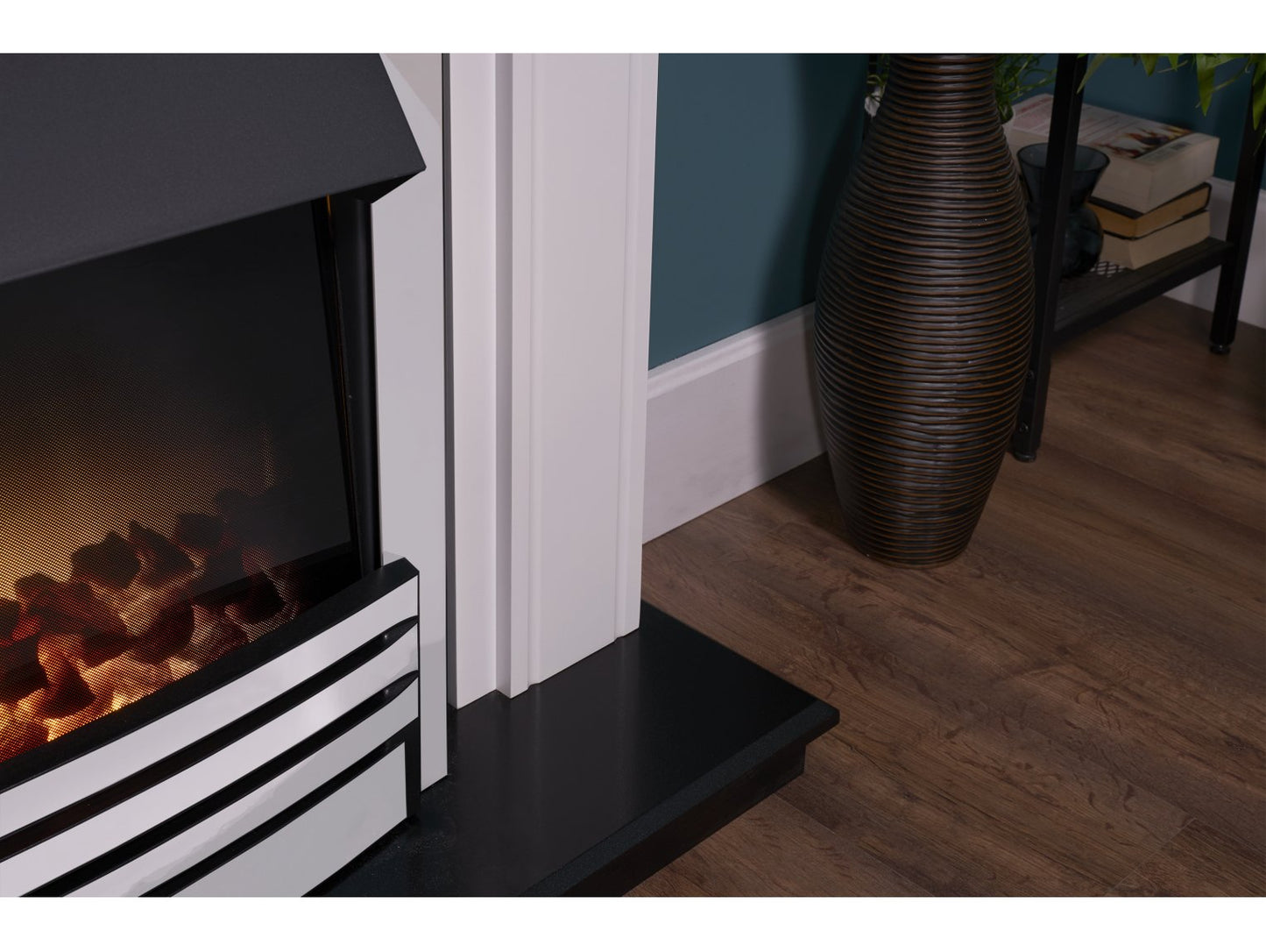 Adam Georgian Fireplace Suite Pure White + Eclipse Electric Fire Chrome, 39"