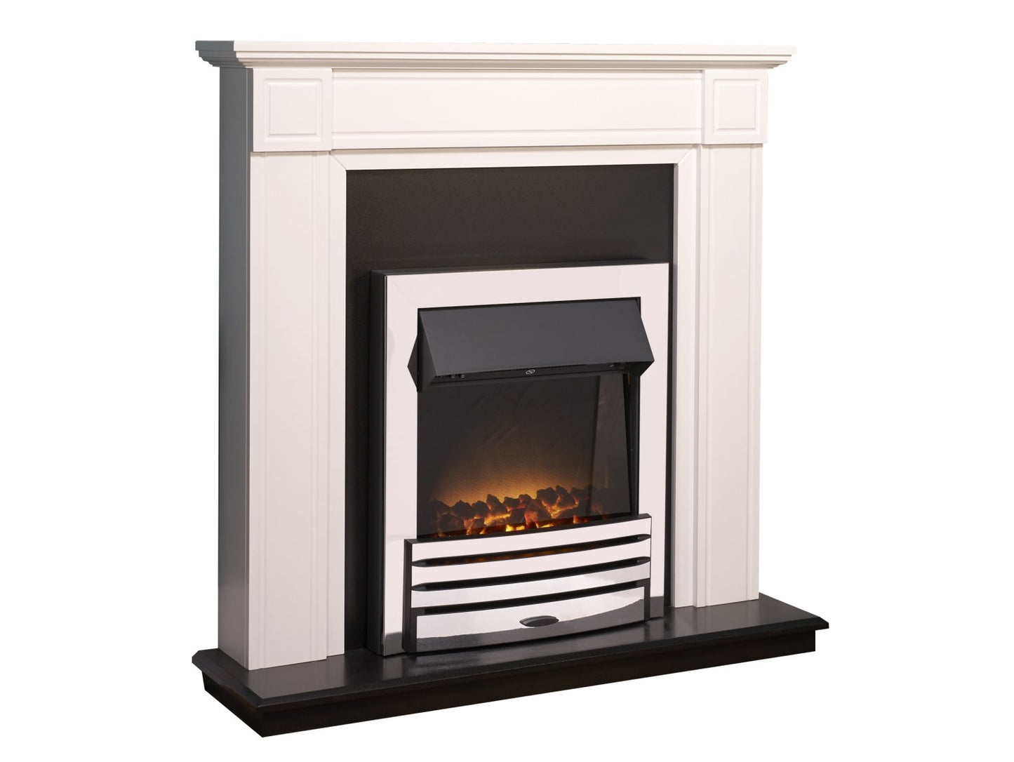 Adam Georgian Fireplace Suite Pure White + Eclipse Electric Fire Chrome, 39"