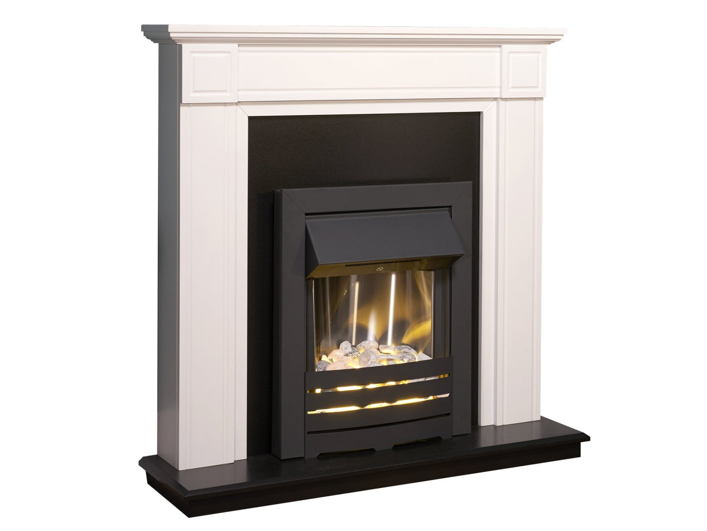 Adam Georgian Fireplace Suite Pure White + Helios Electric Fire Black, 39"