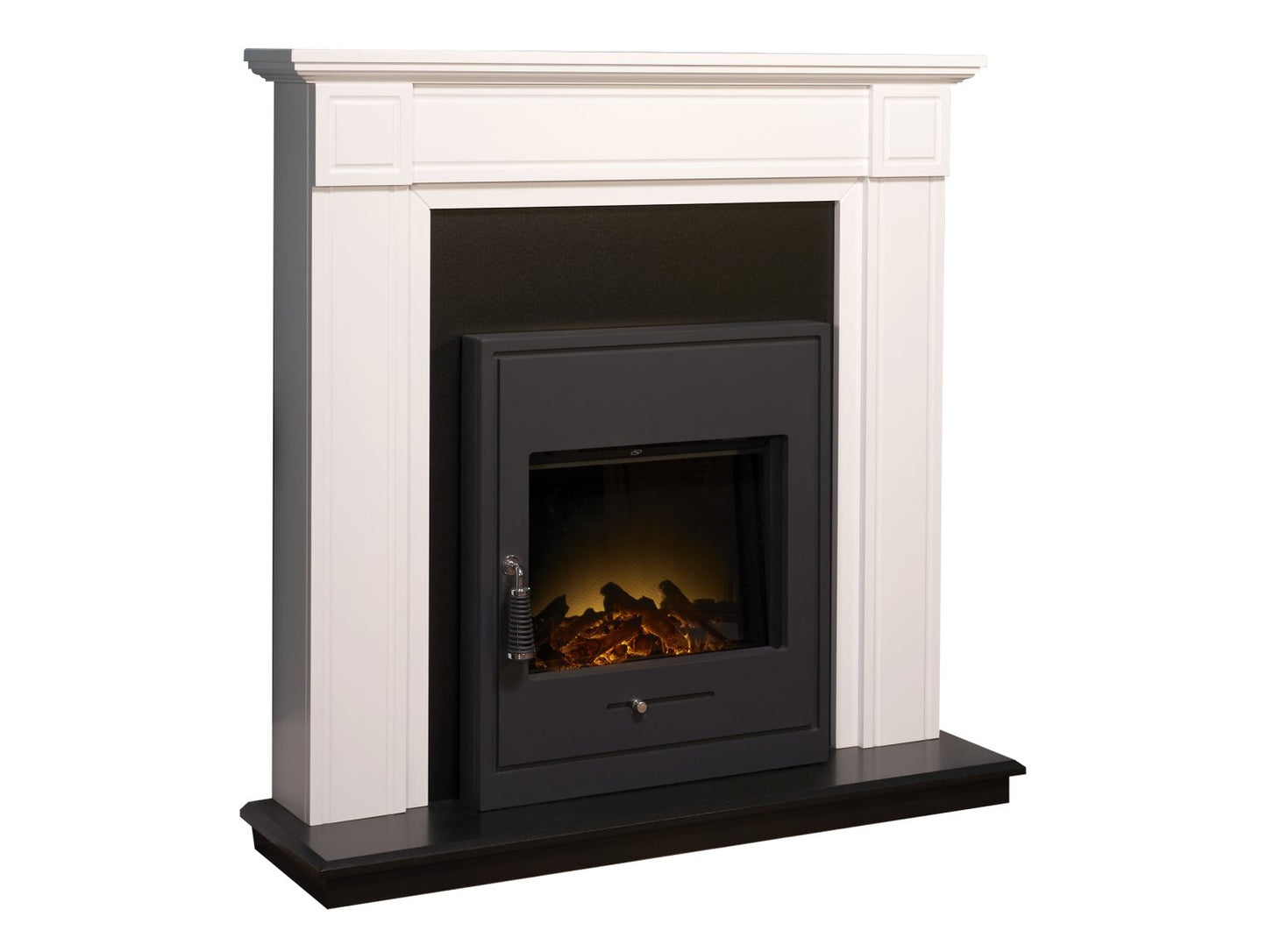 Adam Georgian Fireplace Suite Pure White + Oslo Electric Fire Black, 39"