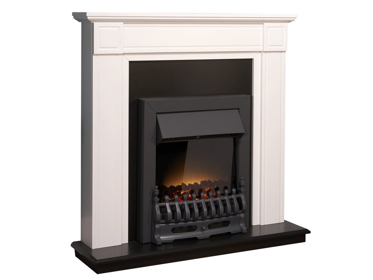Adam Georgian Fireplace Suite Pure White + Blenheim Electric Fire Black, 39"