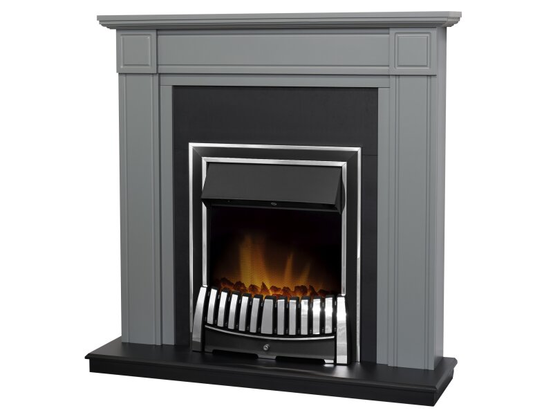 Adam Georgian Fireplace Grey + Chrome Elan Electric Fire, 39"