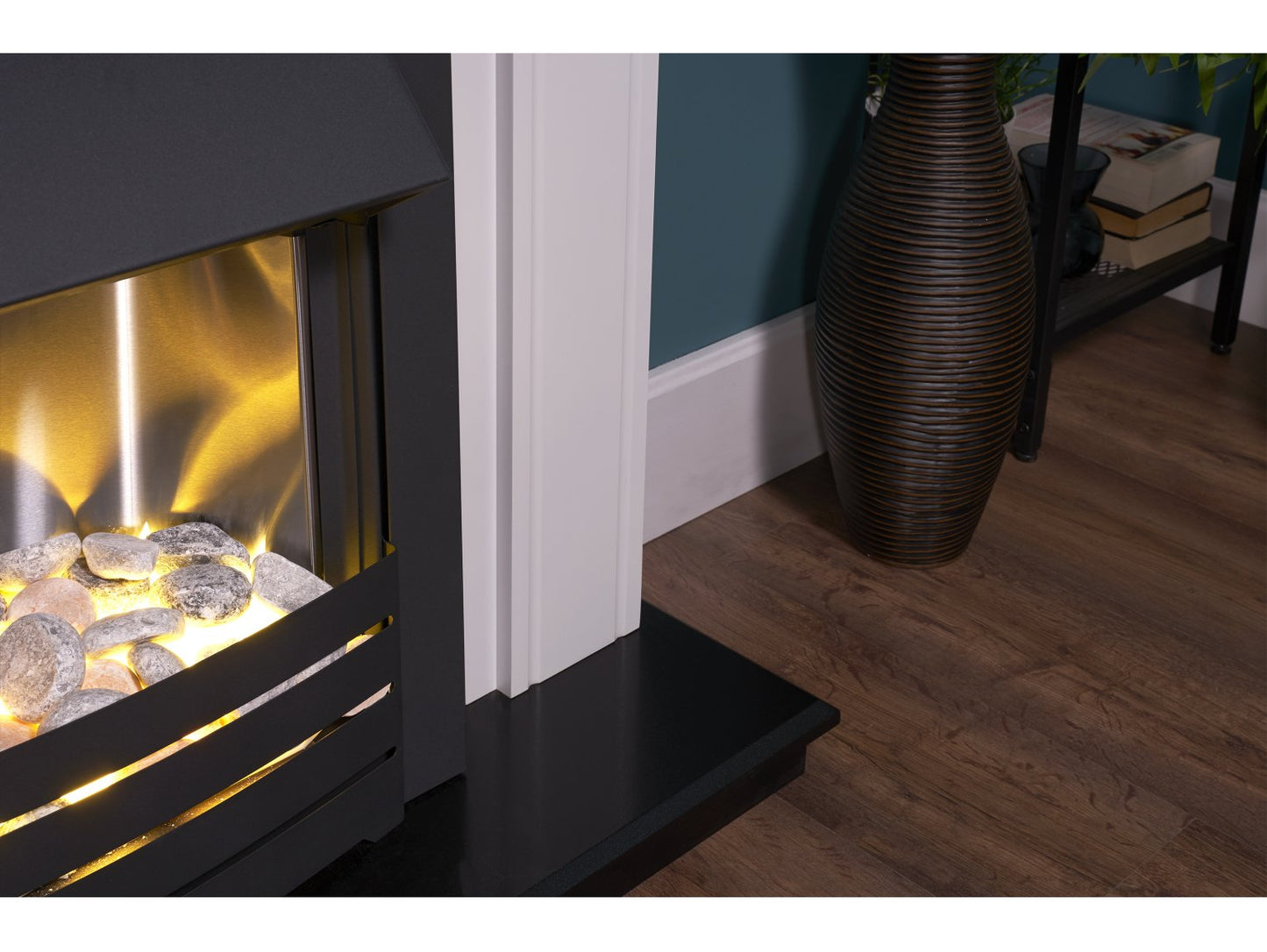 Adam Georgian Fireplace Suite Pure White + Helios Electric Fire Black, 39"