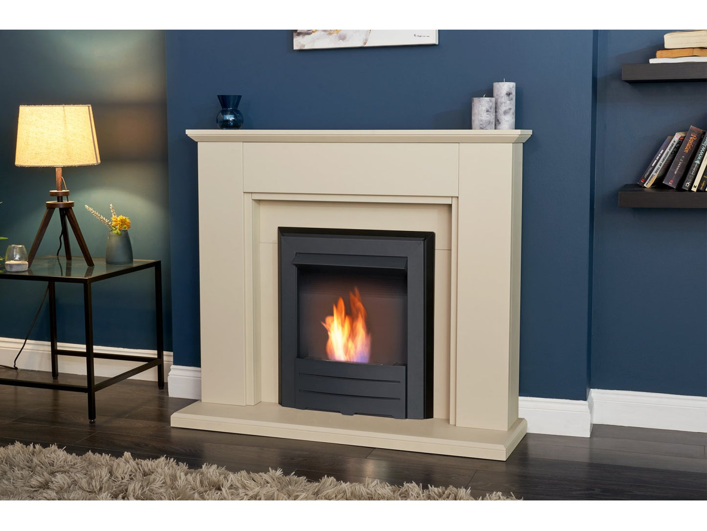 Adam Greenwich Fireplace Suite Stone Effect + Colorado Bio Ethanol Fire Black, 45"