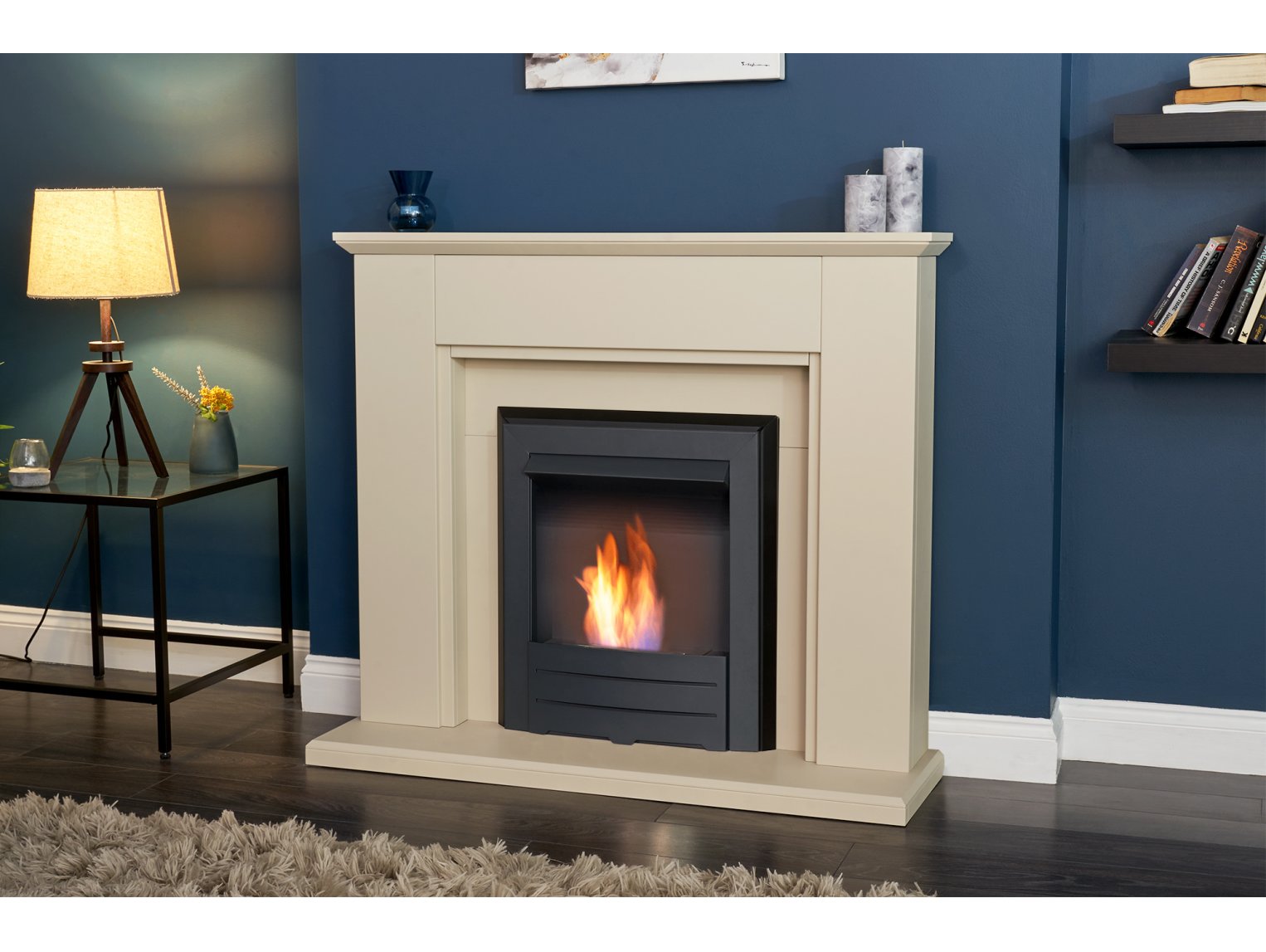 Adam Greenwich Fireplace Suite Stone Effect + Colorado Bio Ethanol Fire Black, 45"
