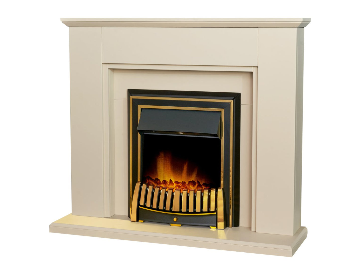 Adam Greenwich Fireplace Stone Effect + Elan Electric Fire Brass, 45"