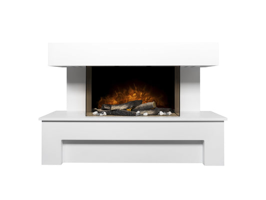 Adam Havana Fireplace Suite with Remote Control in Pure White, 43 Inch