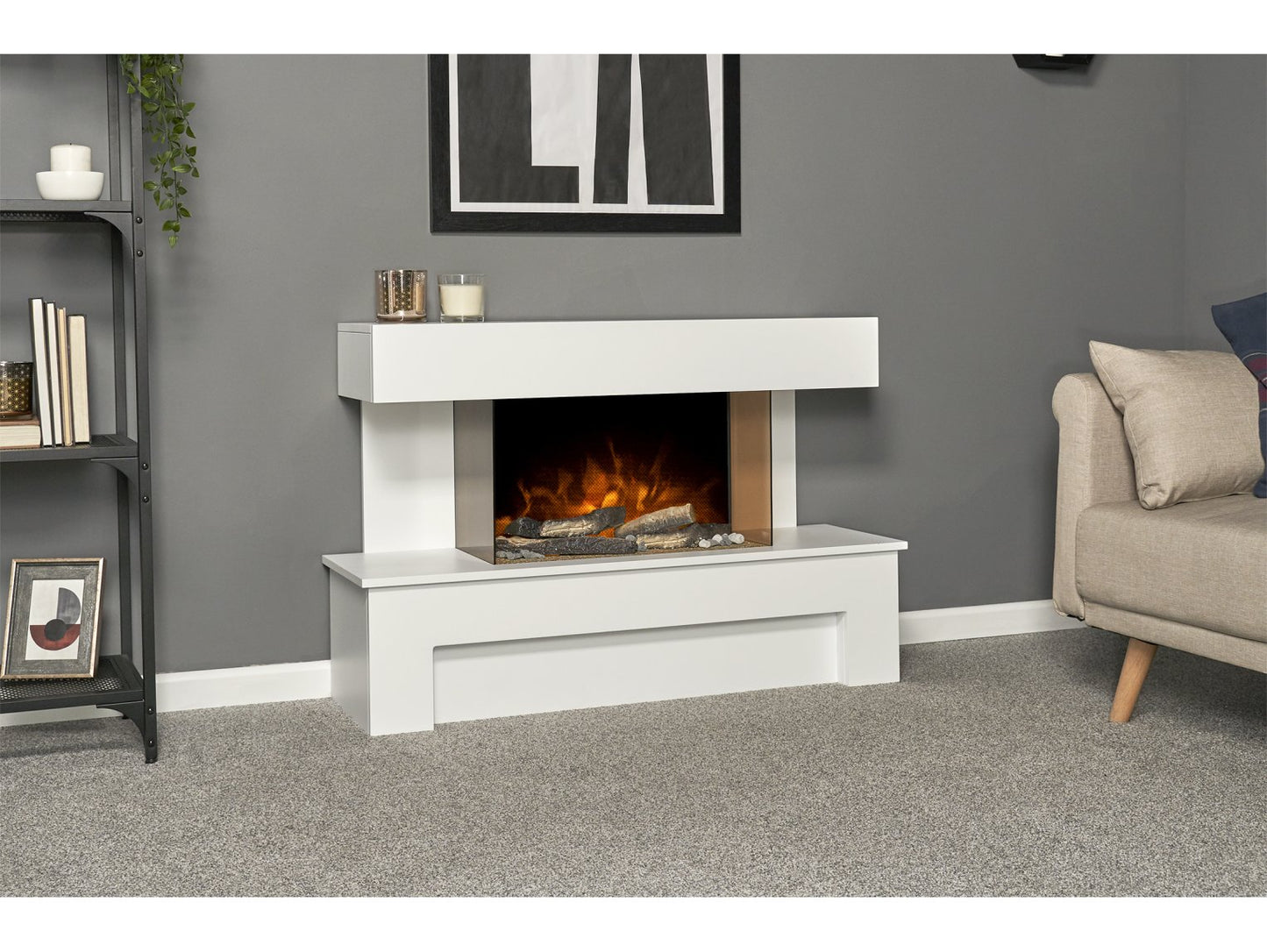 Adam Havana Pure White Fireplace Suite + Remote Control 43"