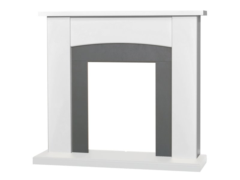 Adam Holden Fireplace in Pure White & Grey/White, 39 Inch