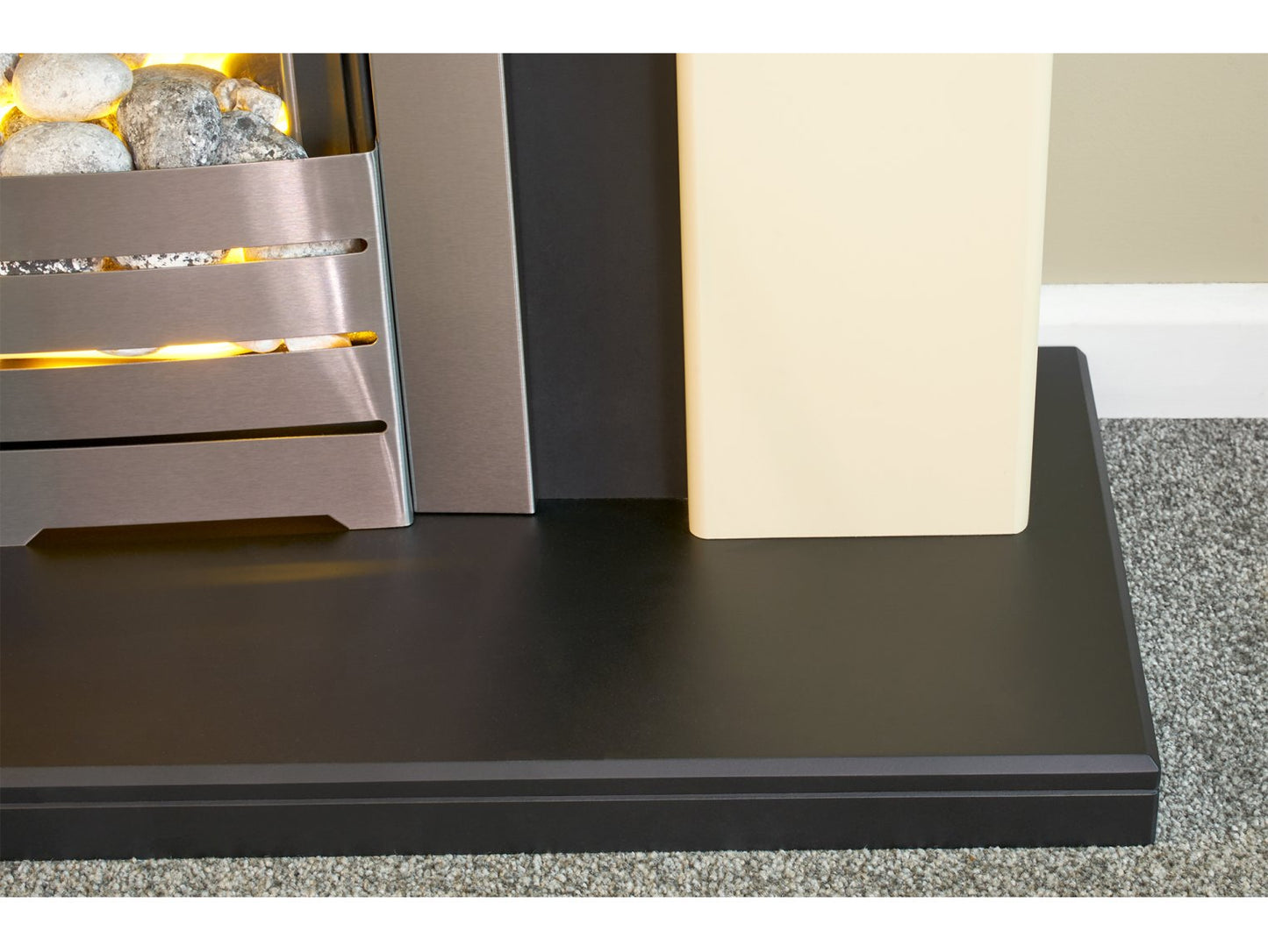 Adam Holden Fireplace Cream & Black + Helios Electric Fire Brushed Steel, 39"