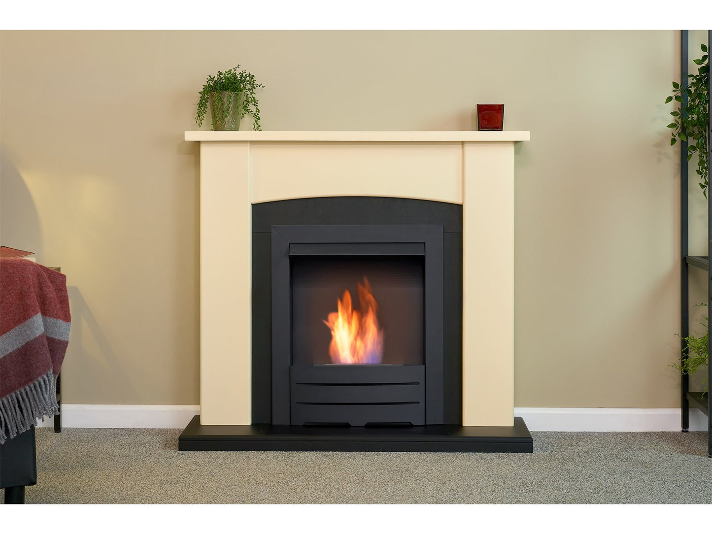 Adam Holden Fireplace Cream + & Black Colorado Bio Ethanol Fire Black, 39"