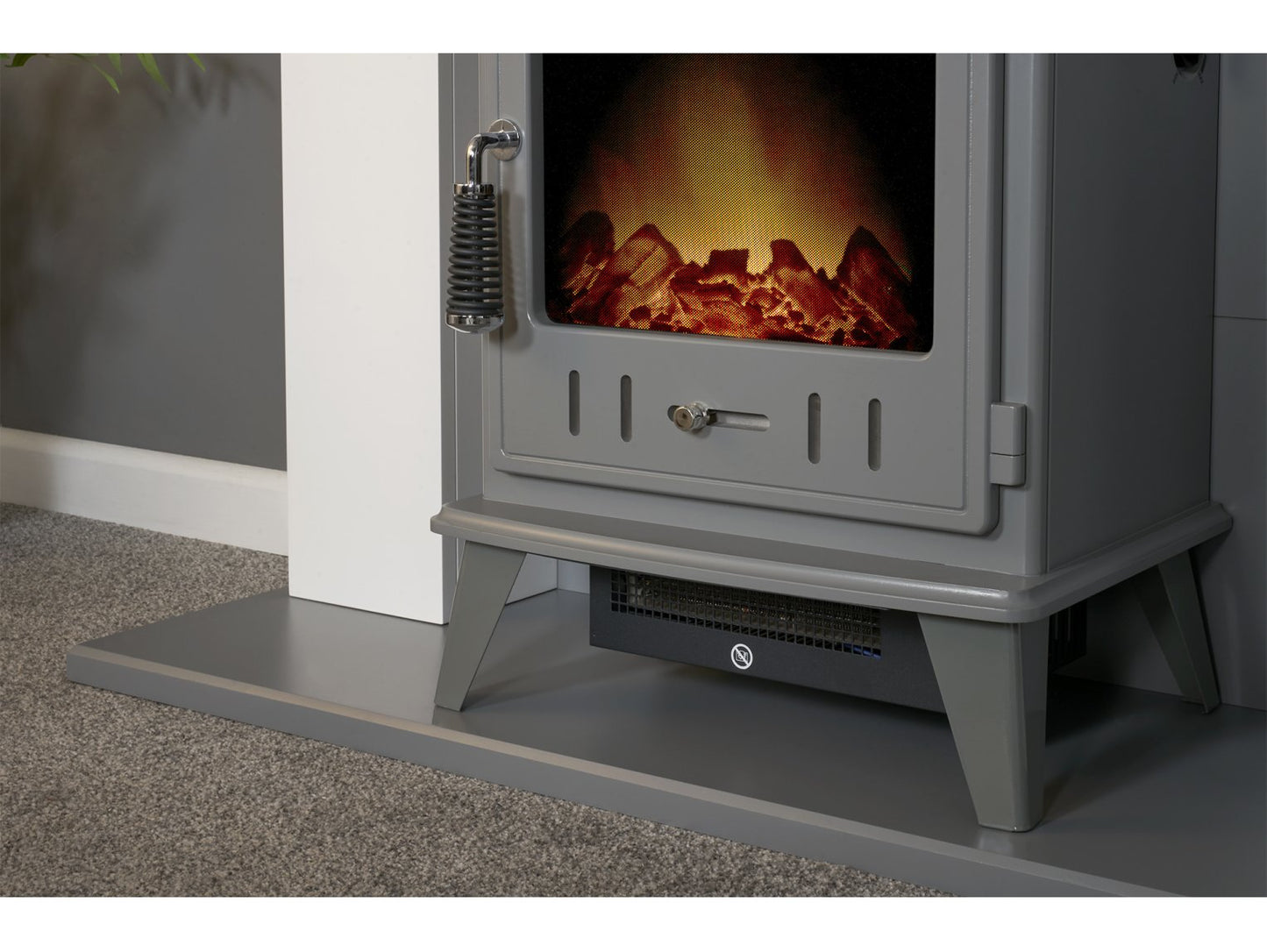 Adam Huxley Pure White & Grey + Aviemore Electric Stove Grey Enamel 39"